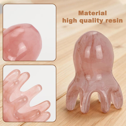 Prebafo 2Pcs 8 Octopus Head Massage Comb - Scalp Massager Tool for Deep Relaxation, Amber and Gray Manual Acupressure