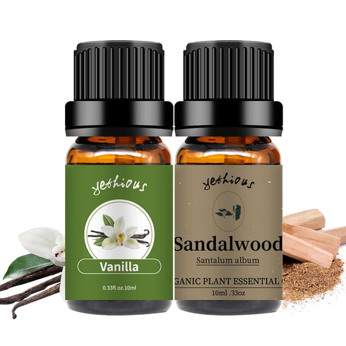 yethious Vanilla Sandalwood Essential Oils Set - 2PCS 10ML for Diffuser & Aromatherapy