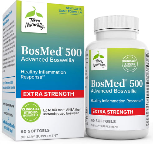 Terry Naturally BosMed 500 mg - 60 Softgels - Extra Strength Boswellia Supplement, Non-GMO, Gluten Free