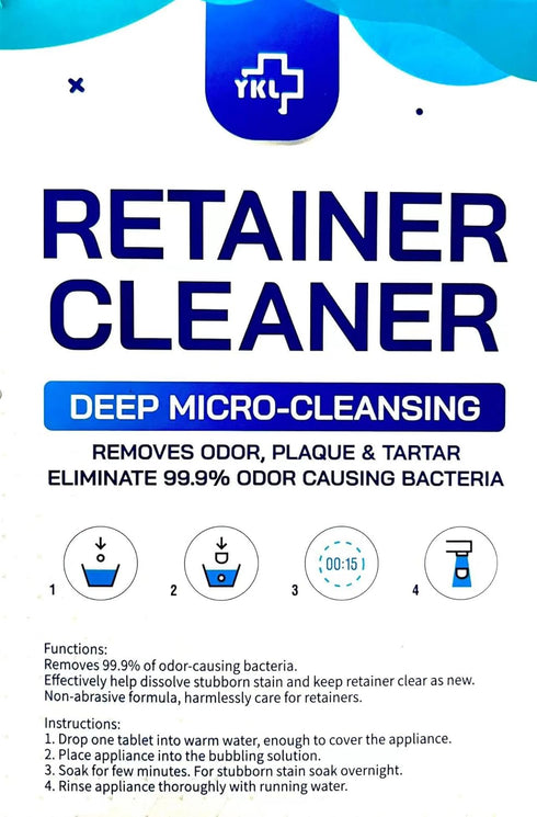 Retainer & Denture Cleaner Tablets, 120 pcs, 4 Months Supply, Removes Odor & Plaque for Aligner & Night Guards