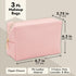 3 Pack Faux Leather Makeup Bag - Travel Cosmetic Pouches in 3 Pastel Colors