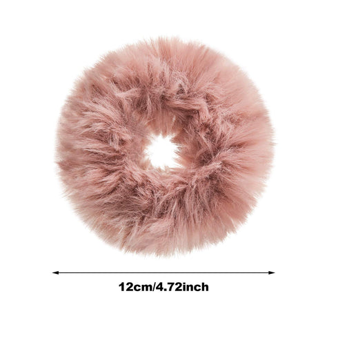WILLBOND 16 Pieces Furry Scrunchies Faux Fur Hair Band Ties, Colorful Ponytail Holders for Women