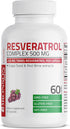 Bronson Resveratrol 500 Complex, Standardized Trans-Resveratrol with Grape Seed & Red Wine Extract, 60 Capsules.