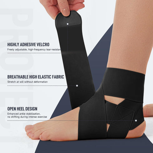 Ultra Thin Ankle Wraps, Adjustable Ankle Brace for Men & Women, Black, Pack of 1 for Sprained Foot & Tendinitis