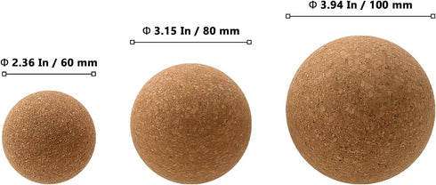 Set 5 of Cork Therapy Balls for Myofascial Release and Muscle Relief