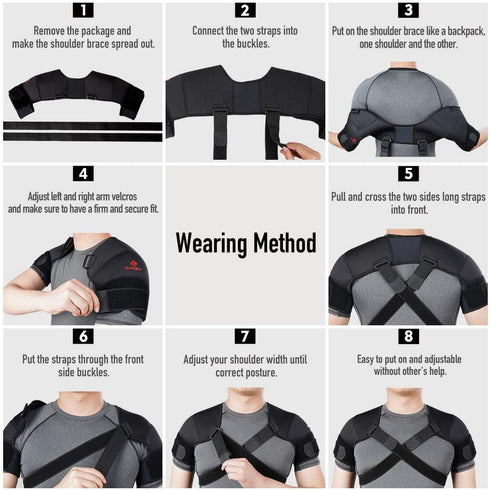Kuangmi Double Shoulder Support Brace Strap Wrap Neoprene Protector, M
