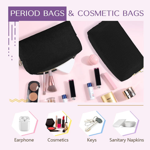 Likesing Tampon Holder for Purse, Corduroy Period Bag Sanitary Napkin Storage Bag for Girls Womens, Portable Feminine