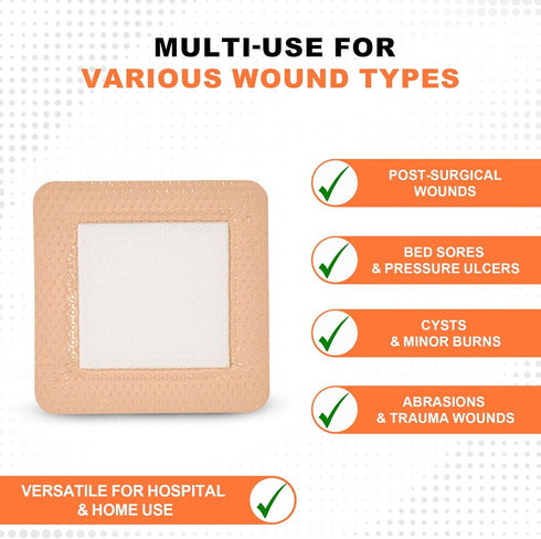 MedVance Bordered Silver Silicone Ag Sterile Absorbent Antibacterial Dressing 4"x 4" 5 Count