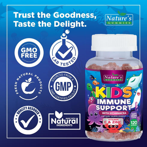 Immune Gummies Gummy Immune 4 120 Gummies Kids Support Supplement - Daily Childrens Vitamins C, Zinc & Echinacea