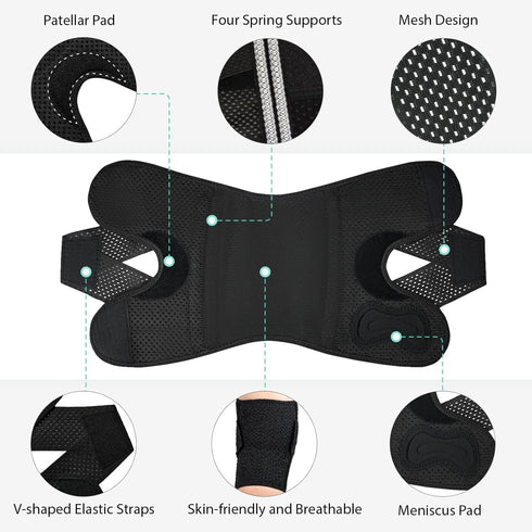 Knee Brace with Side Stabilizers for Meniscus Tear, Adjustable Knee Wrap for Pain Relief, Breathable Compression Knee