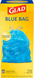 Glad Large Drawstring Bags - Blue, 30 Gallon, 28 Count