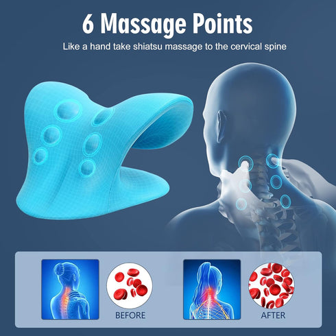 Neck Stretcher for Pain Relief, Cervical Traction Device Pillow for Muscle Relaxation and TMJ Pain Relief (Blue)