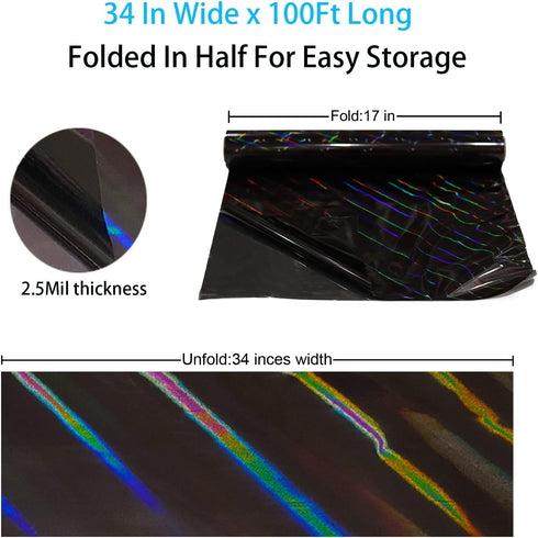 CMFYHM Iridescent Black Cellophane Wrap Roll I 34 In Wide X 100 Ft Long I Colorful Cello Perfect For Baskets,Gifts, Treats,Birthday Holiday Wedding Floral, Party Arts Crafts Decoration (Black)