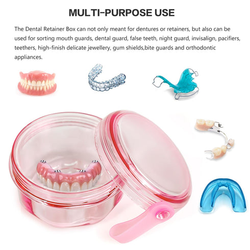 No Leak & Non-Slip Partial Denture Case, Retainer Bath Box with Strainer Basket and Brush, Dishwasher Safe