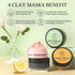 4 Pcs Clay Facial Mask Set - 240g Turmeric, Vitamin C, Green Tea, Dead Sea Mud, and Rose Clay for Deep Cleansing &