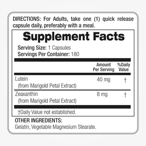 FITO MEDIC'S Lab Lutein 180 Capsules, 40 mg Lutein and Zeaxanthin Supplements for Ultra High Absorption