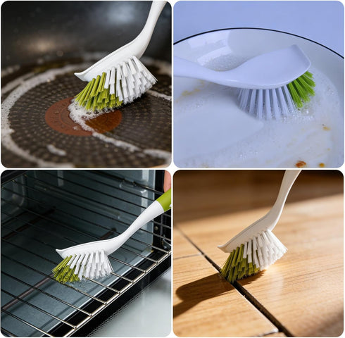 PPLJQS 3 Pack Dish Brush Scrub Brush with Handle - Stiff Bristles Dish Scrubber for Cleaning Dishes, Pots, Pans, Sink