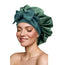 Satin Silk Hair Bonnet for Sleeping, Large Bonnets with Tie Band and Adjustable Straps for Curly Braid Hair Hunter Green