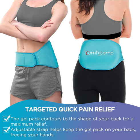 Comfytemp Ice Pack for Lower Back Pain Relief, Reusable Gel Wrap for Sciatica Injuries with Hot Cold Compression