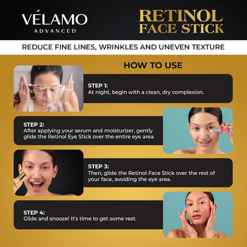 VELAMO ADVANCED Retinol Face Stick, Reduce Fine Lines and Uneven Texture, Anti-Aging Cream, 8 g/0.28 OZ