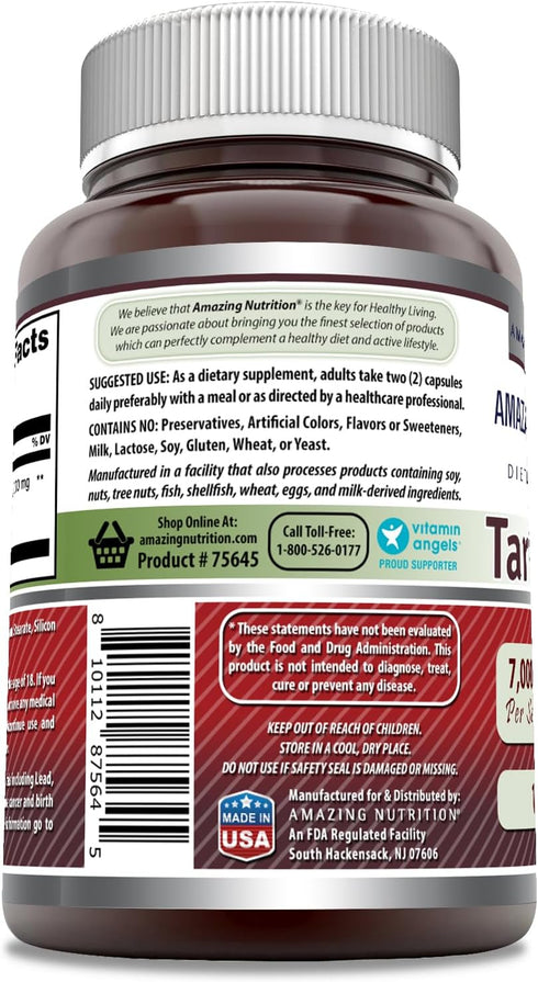 Amazing Formulas Tart Cherry Extract 7000mg Capsules Supplement - Non-GMO, Gluten Free, 100 Count