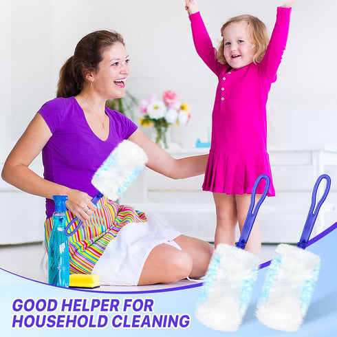 60Pcs Electrostatic Fluffy Duster Refills for Cleaning, Disposable Replacement Refills with 2 Handles for Multi-Surface