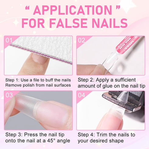 MEKK Nail Glue, Super Strong & Long-Lasting Adhesive for Acrylic Nails, Press Ons, Nail Tips, 0.07OZ/PCS (12PCS)
