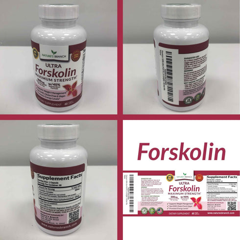 Premium 100% Ultra Pure Forskolin for Weight Loss, Max Strength with 40% Coleus Forskohlii Extract, 60 Diet Pills