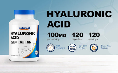 Nutricost Hyaluronic Acid Capsules 100mg | 120 Vegetarian Capsules | Gluten Free, Non-GMO