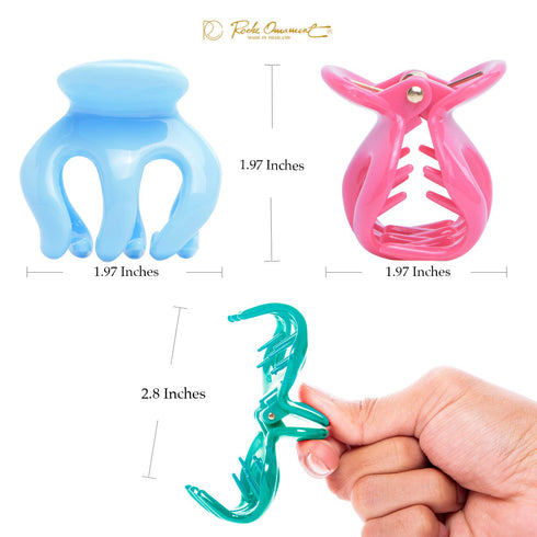 RC ROCHE ORNAMENT 6 Pcs Womens Pumpkin Hair Claw Clips, Secure No Slip Grip, Medium Pastel Multicolor