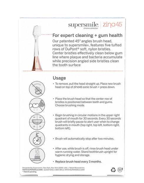 Zina45 Supersmile Replacement Brush Heads for Sonic Pulse Toothbrush
