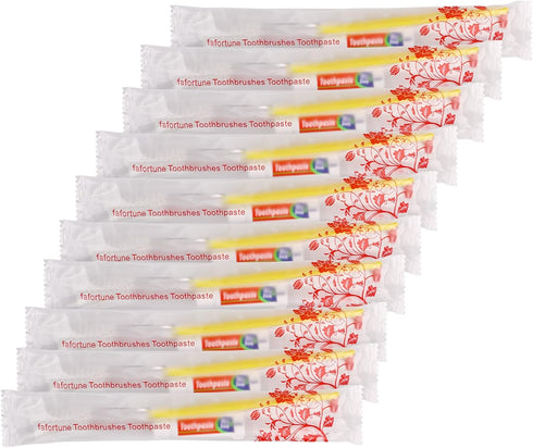 30 Pack Disposable Toothbrushes with Toothpaste, 5 Colors