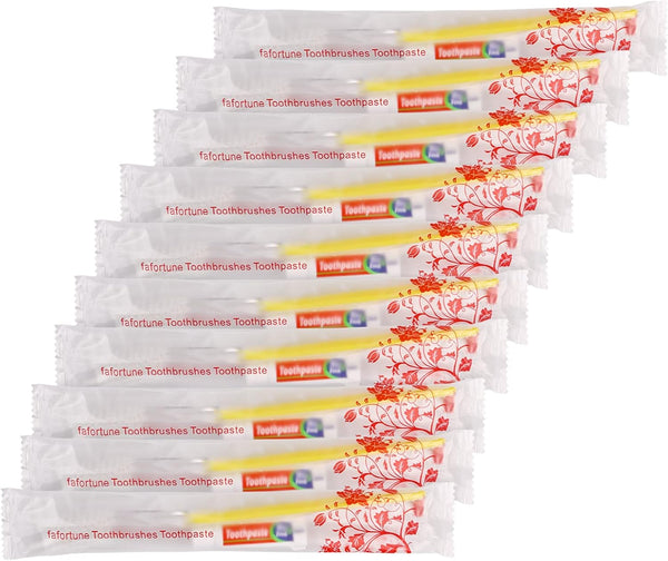 50pcs Disposable Toothbrushes with Toothpaste, 5 Colors