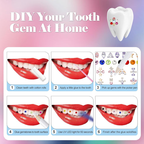 Novani 690 Pieces Tooth Gems Jewelry Kit for Teeth, DIY Crystal Rhinestones in Mixed Sizes and Colors