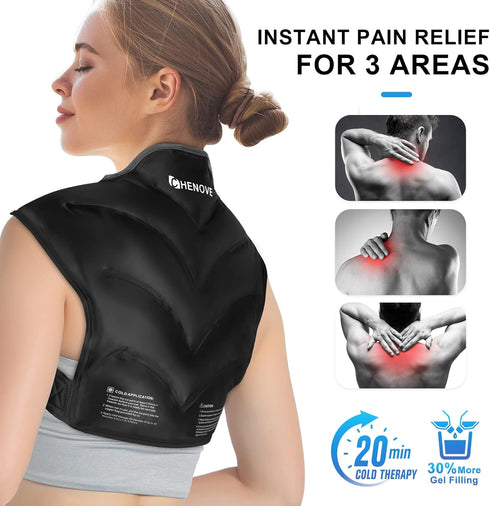 Chenove Neck and Shoulder Reusable Ice Pack for Upper Back Pain Relief, Cervical Cold Compression Therapy Wrap
