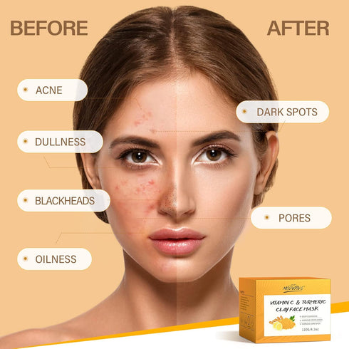 POP MODERN.C Turmeric Vitamin C Clay Mask, Deep Cleansing Facial Mask for Skin Care, Control Oil & Refine Pores