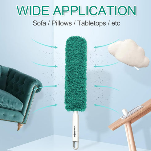 Microfiber Duster, Washable Dusters with Reusable Microfiber Head, Feather Duster for Cleaning Cobweb, Blinds,