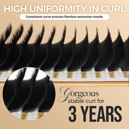 LASHVIEW C Curl Eyelash Extensions, 8-15mm Mixed 0.15 Classic Lashes, Professional Lash Trays