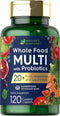 Nature's Fortune Whole Food Multivitamin with Probiotics | 120 Coated Caplets | Made with