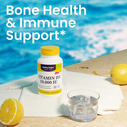 Healthy Origins Vitamin D3 10,000 IU, 360 Softgels, High Potency, Bone & Immune Support, Non-GMO, Gluten Free