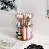 Rotating Makeup Organizer for Countertop, DIY Adjustable Trays Spinning Skincare Organizers with Brush Holder