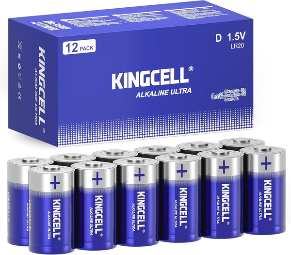 D Batteries 12 Pack, High Performance D Cell Battery with 10-Year Shelf Life for Flashlights, Radios, Clocks