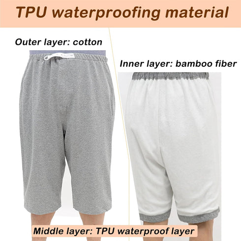 YingXue (Gray/2XL) Urine Incontinence Cropped Pants, Washable Elastic Adjustable Reusable Patient Care Trousers