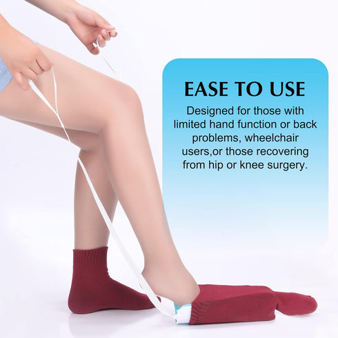 Sock Aid Device for Seniors, Disabled, Pregnant - Sock Helper Aide Tool for Easy Sock Application Without Bending