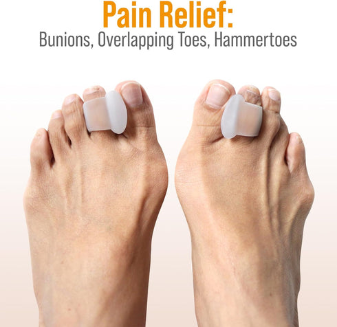 5 STARS UNITED Big Toe Spacers – 4 Gel Separators for Bunions, Overlapping Toes, Alignment, Diabetic Foot Care, Clear