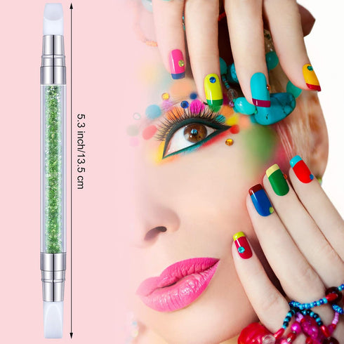 Maitys 10 Pieces Dual Tipped Silicone Nail Tools, Nail Sculpture Pen Brushes for DIY Manicure, Home Salon Kit