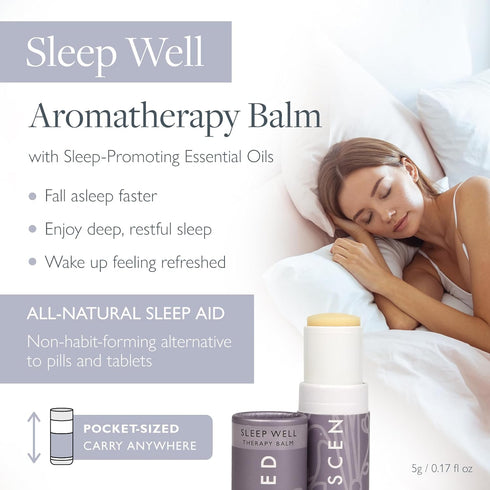 Scentered Sleep Well Balm - Aromatherapy Sleepstick with Lavender & Chamomile, Essential Oil Roll On for Relaxation