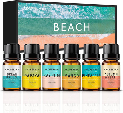 Beach Fragrance Essential Oil Set - Ocean Breeze, Bay Rum, Pineapple, Autumn