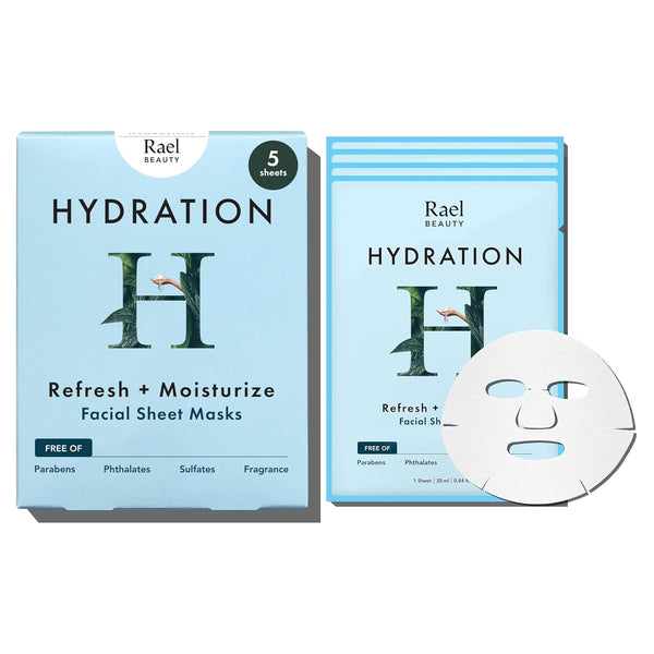 Rael Face Mask Skin Care - Hydrating Bamboo Facial Sheet Mask, Korean Skincare for All Skin Types (Hydration, 5 Sheets)