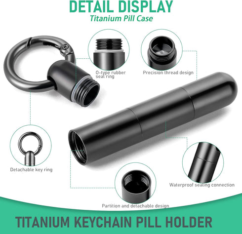 Titanium Keychain Pill Holder with Clip - Essential Health Accessory